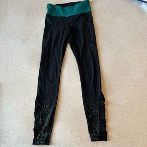 lululemon athletica Black and Green Leggings